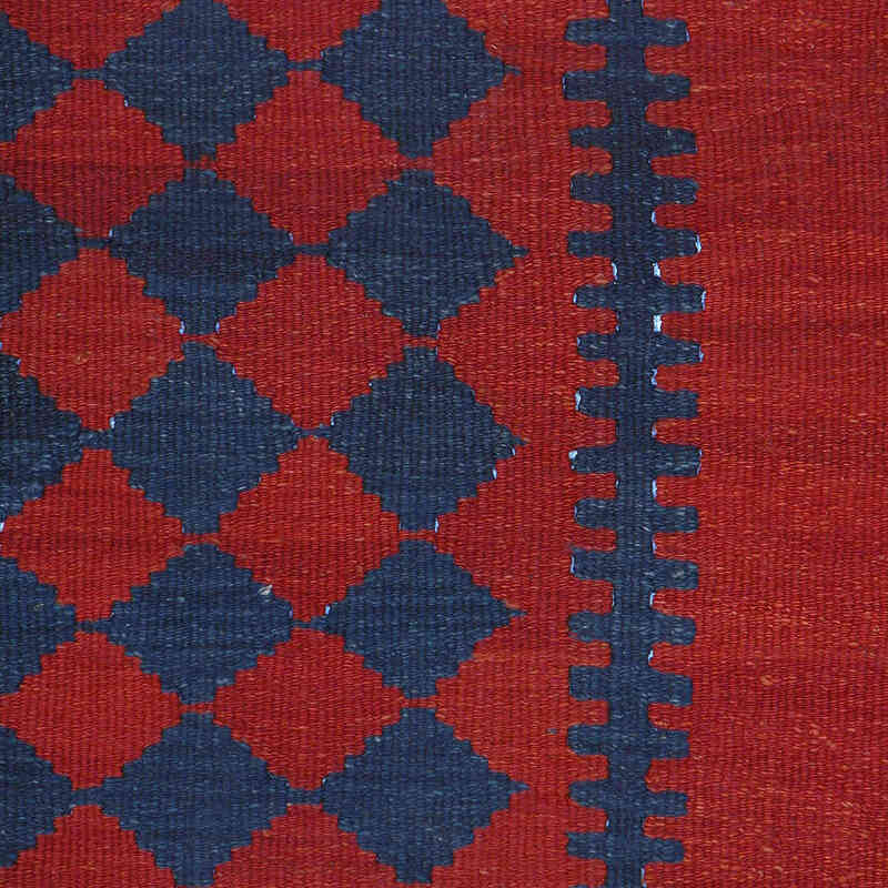 Rojo, Azul Oscuro Nueva Alfombra Turca Kilim - K0001528