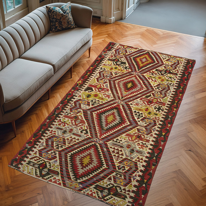Multicolor Alfombra Vintage Esme Kilim - 157 cm x 290 cm - K0003235