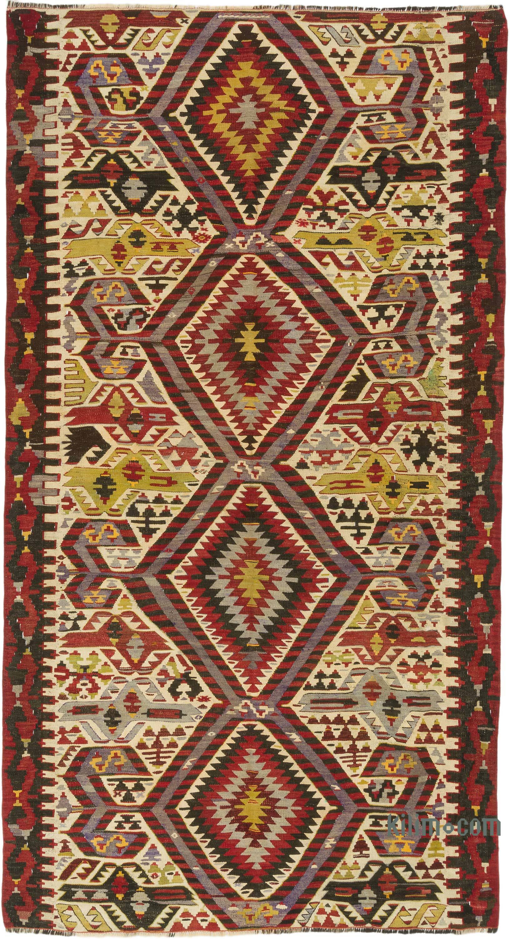 Handwoven Orange Kilim Rug Oriental Wool Area Rug Flat Weave Carpet 195x249cm 