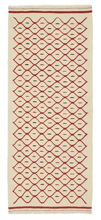Beige, Red New Turkish Kilim Runner Rug