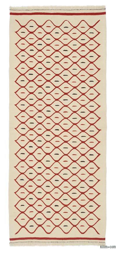 Bej, Kırmızı Yeni Kök Boya Kilim Yolluk
