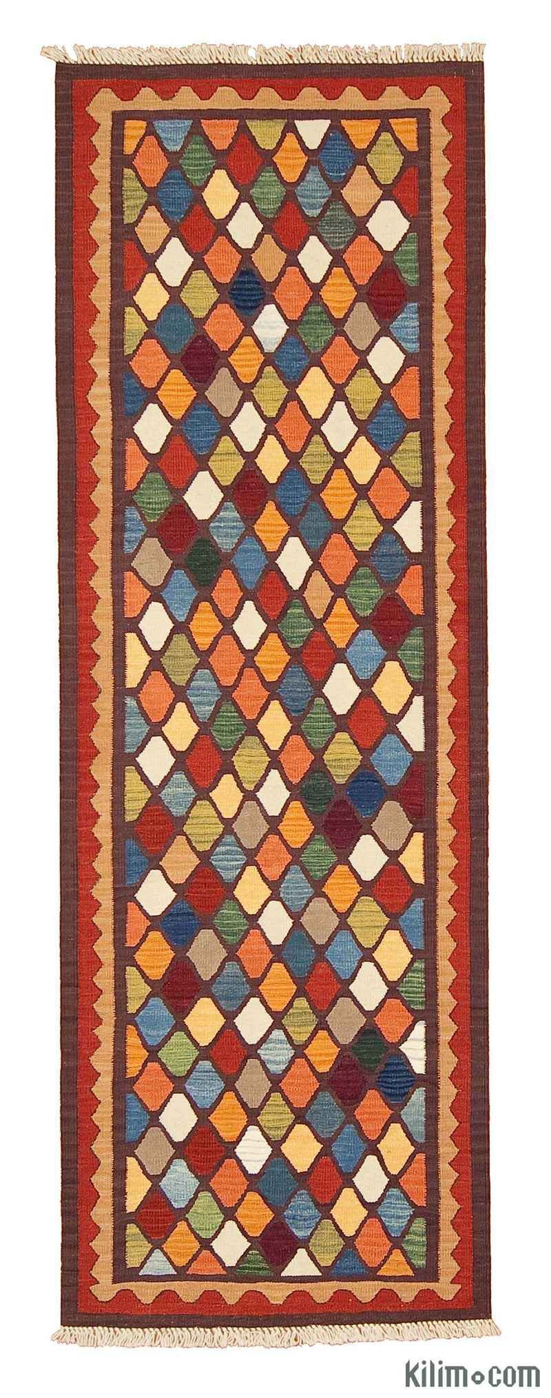 Multicolor Nueva Alfombra Kilim Turca De Pasillo - K0003853