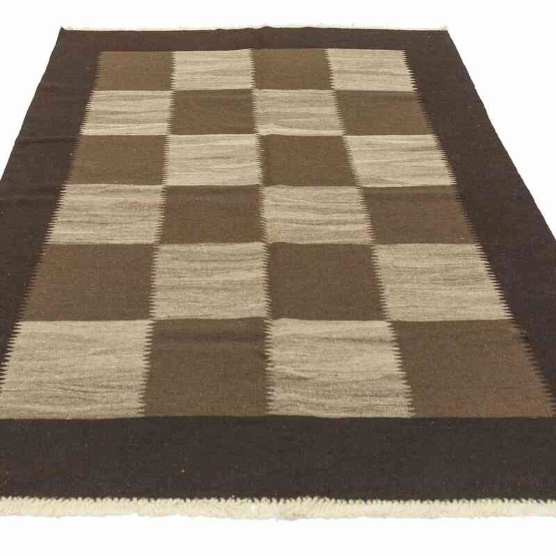 Marrón Nueva Alfombra Turca Kilim - 162 cm x 230 cm - K0003892