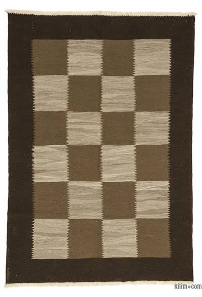 Kahverengi Yeni Kök Boya El Dokuma Kilim - 162 cm x 230 cm