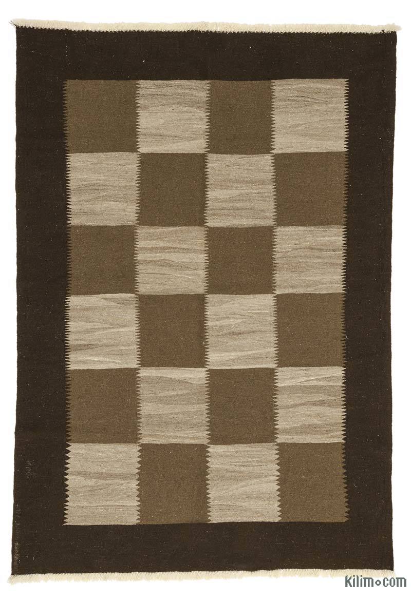 Marrón Nueva Alfombra Turca Kilim - 162 cm x 230 cm - K0003892