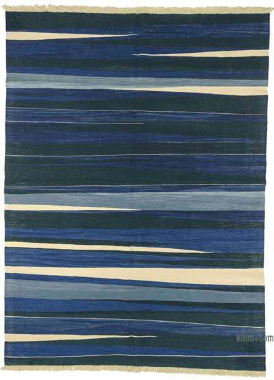 Lacivert, Açık Mavi Yeni Kök Boya El Dokuma Kilim - 180 cm x 243 cm