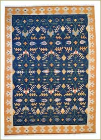 Blue New Turkish Kilim Area Rug
