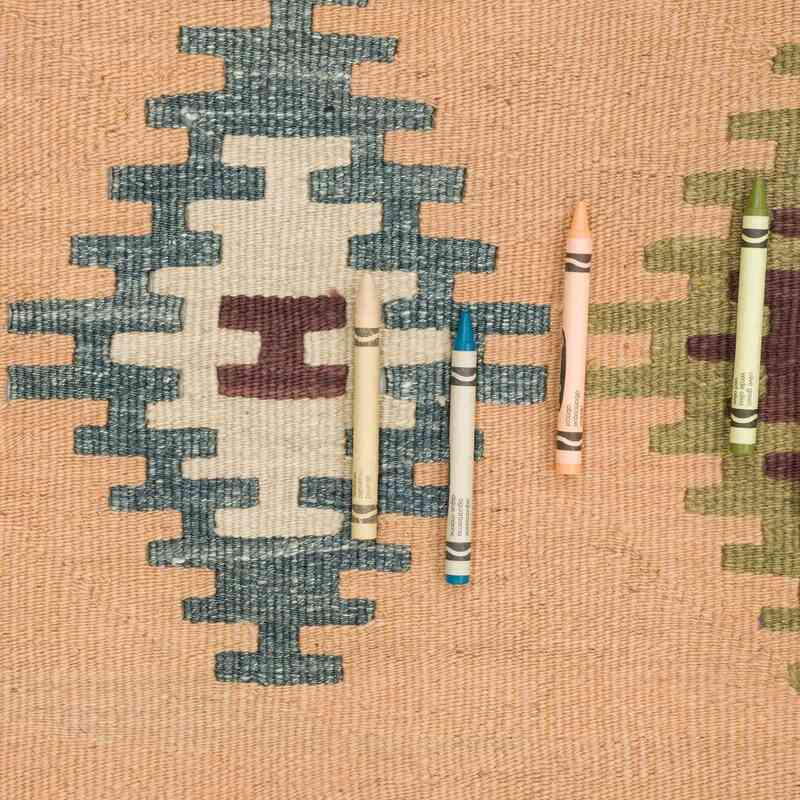 Orange New Handwoven Turkish Kilim Rug - 6' 11" x 9' 11" (83" x 119") - K0004678
