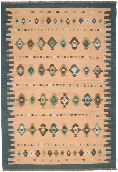 Turuncu Yeni Kök Boya El Dokuma Kilim - 210 cm x 301 cm