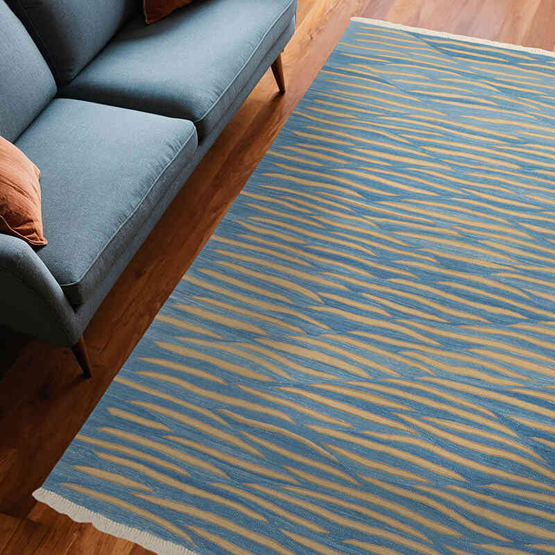 Mavi Yeni Kök Boya El Dokuma Kilim - 183 cm x 250 cm - K0004797