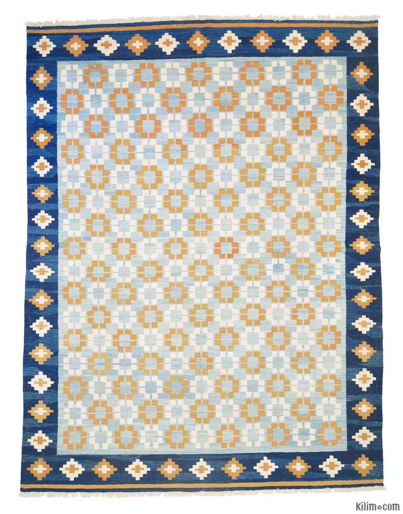 Blue New Turkish Kilim Area Rug - K0004798