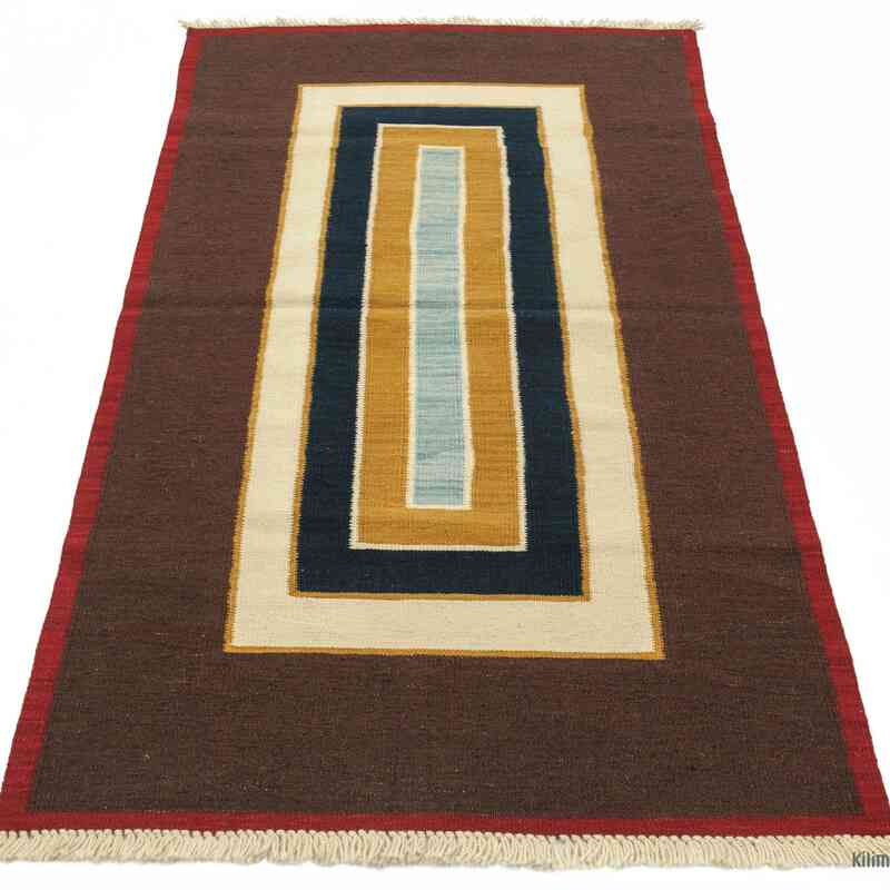 Brown New Turkish Kilim Area Rug - K0004807
