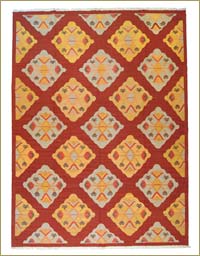 Red, Yellow New Turkish Kilim Area Rug