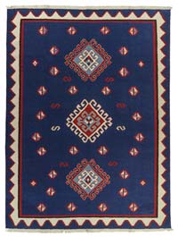 Blue New Handwoven Turkish Kilim Rug - 8' 2" x 10' 8" (98" x 128")