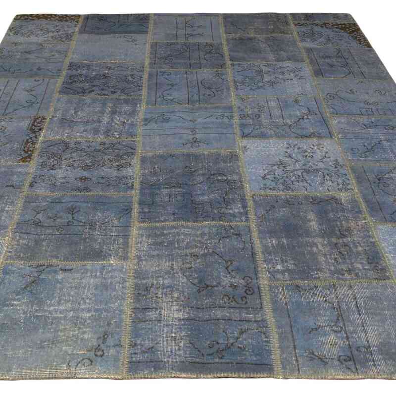 Açık Mavi Boyalı Patchwork Halı - 200 cm x 290 cm - K0005376