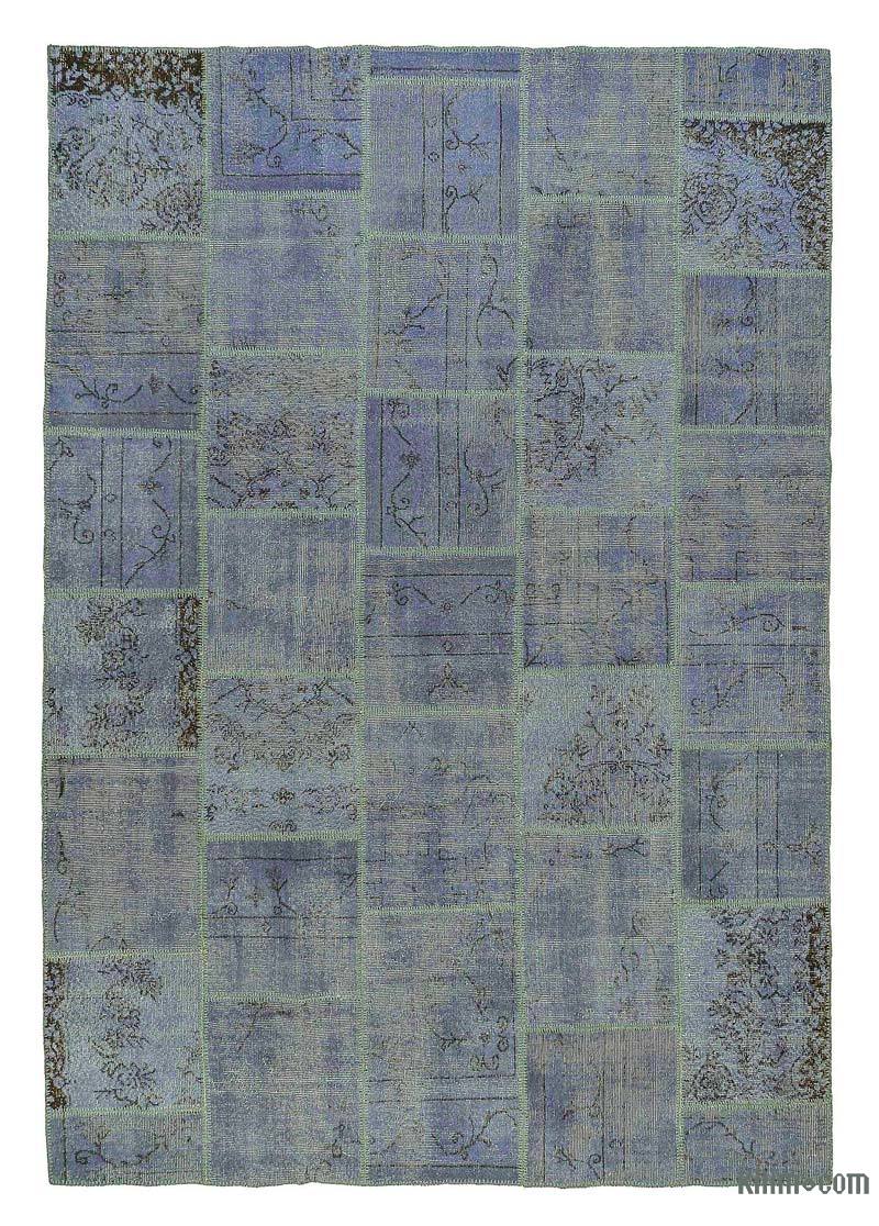 Açık Mavi Boyalı Patchwork Halı - 200 cm x 290 cm - K0005376