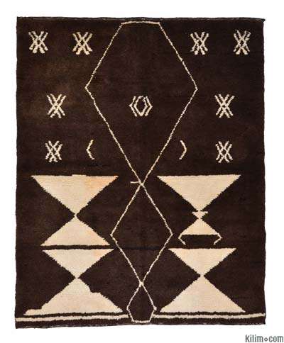 Brown, Beige New Turkish Tulu Rug