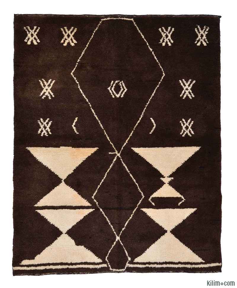 Brown, Beige New Turkish Tulu Rug - K0005383