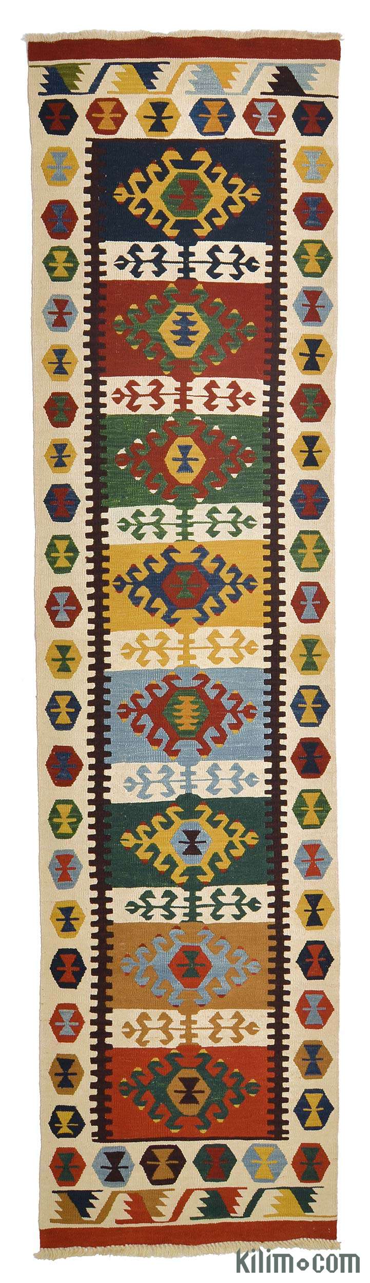 Multicolor Nuevo Kilim Turco De Pasillo - K0005706