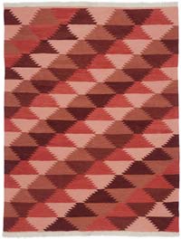 Red New Handwoven Turkish Kilim Rug - 5'  x 6' 5" (60" x 77")