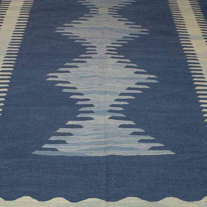 Lacivert, Açık Mavi Yeni El Dokuma Kilim - K0005797