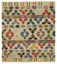 Beige, Multicolor New Handwoven Turkish Kilim Rug - 8' 4" x 9' 1" (100" x 109")