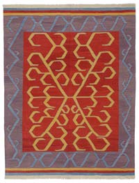 Red New Turkish Kilim - 5' 1" x 6' 6" (61" x 78")