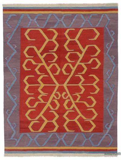 Red New Turkish Kilim - 5' 1" x 6' 6" (61 in. x 78 in.)