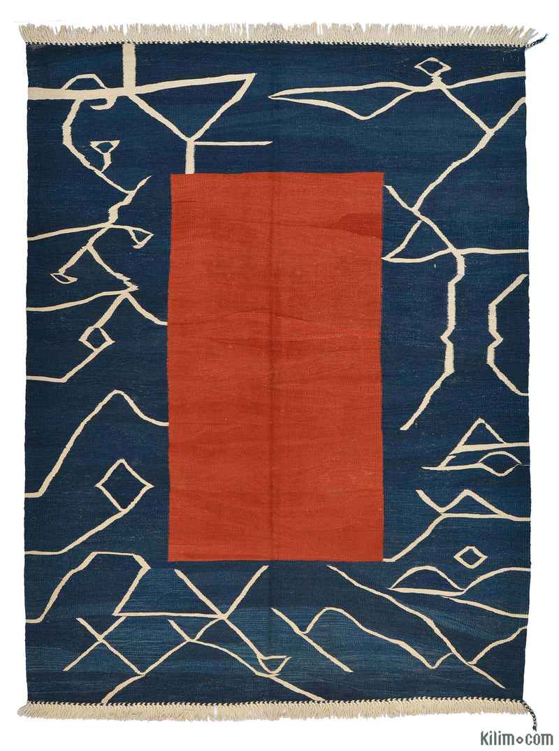 Kırmızı, Lacivert Yeni El Dokuma Kilim - K0005933