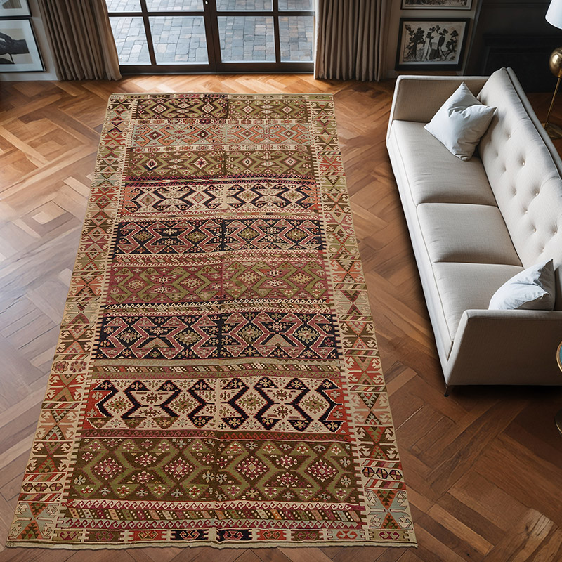 Multicolor Antique Malatya Kilim Rug - 180 cm x 380 cm - K0005959