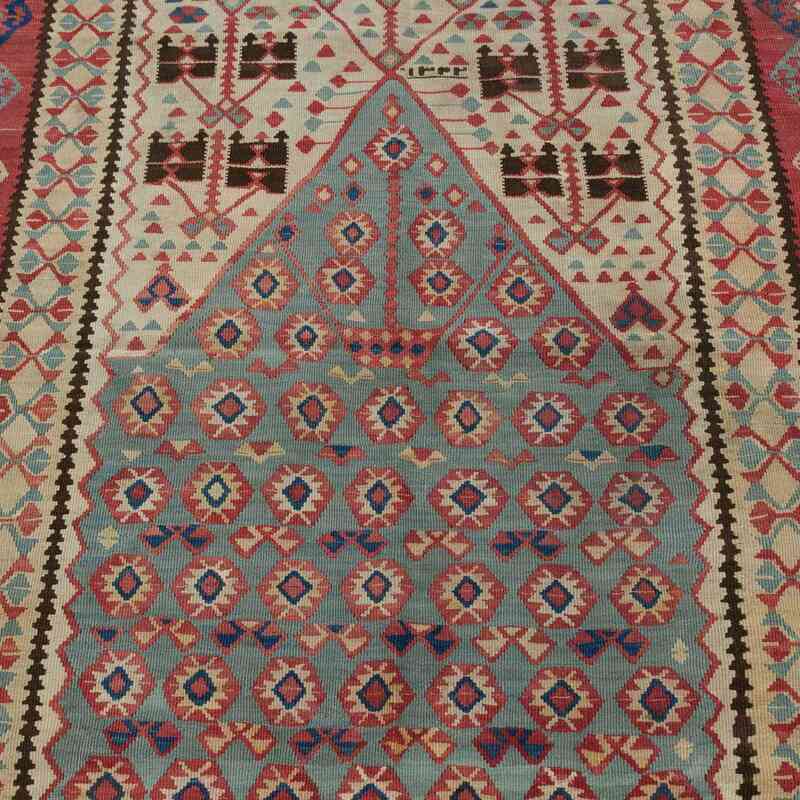 Multicolor Antique Erzurum Kilim Rug - 4' 3" x 4' 11" (51 in. x 59 in.) - K0005980