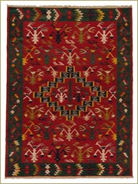 Red, Green New Turkish Kilim Rug