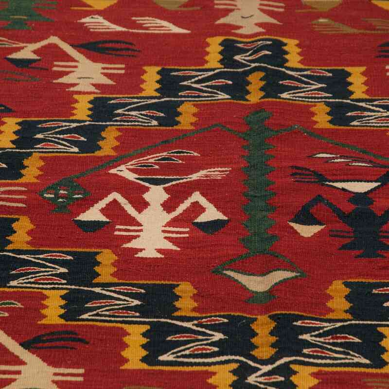 Red, Green New Turkish Kilim Rug - K0006213
