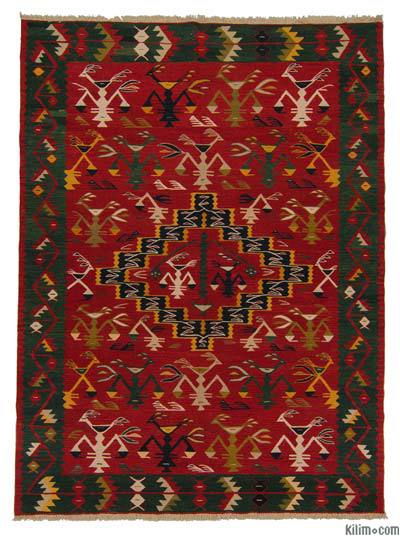 Red, Green New Turkish Kilim Rug