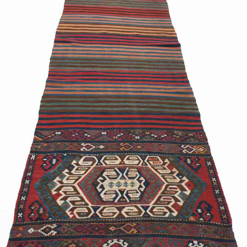 Multicolor Corredor Antiguo Malatya Kilim - 74 cm x 305 cm - K0006236