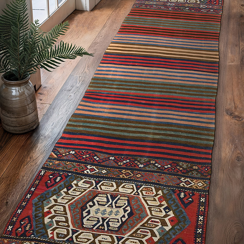 Multicolor Corredor Antiguo Malatya Kilim - 74 cm x 305 cm - K0006236
