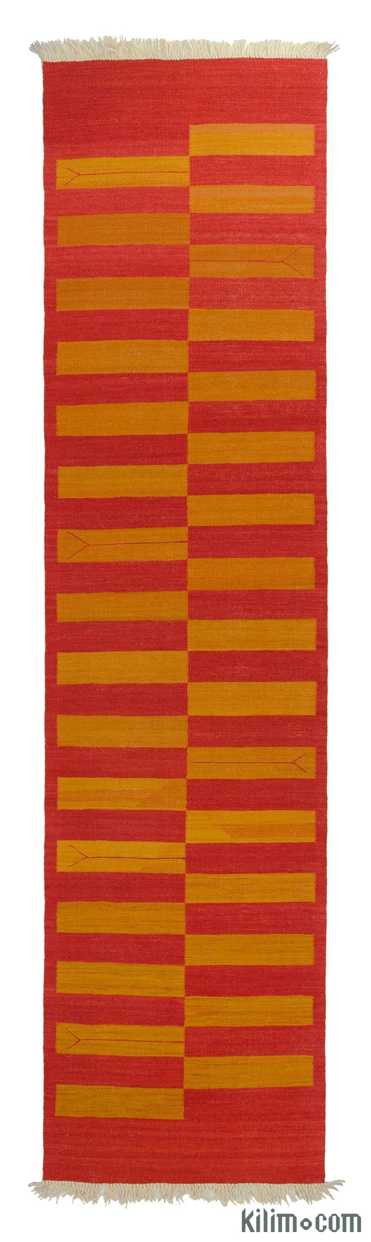 Red, Yellow New Turkish Kilim Runner - K0006422