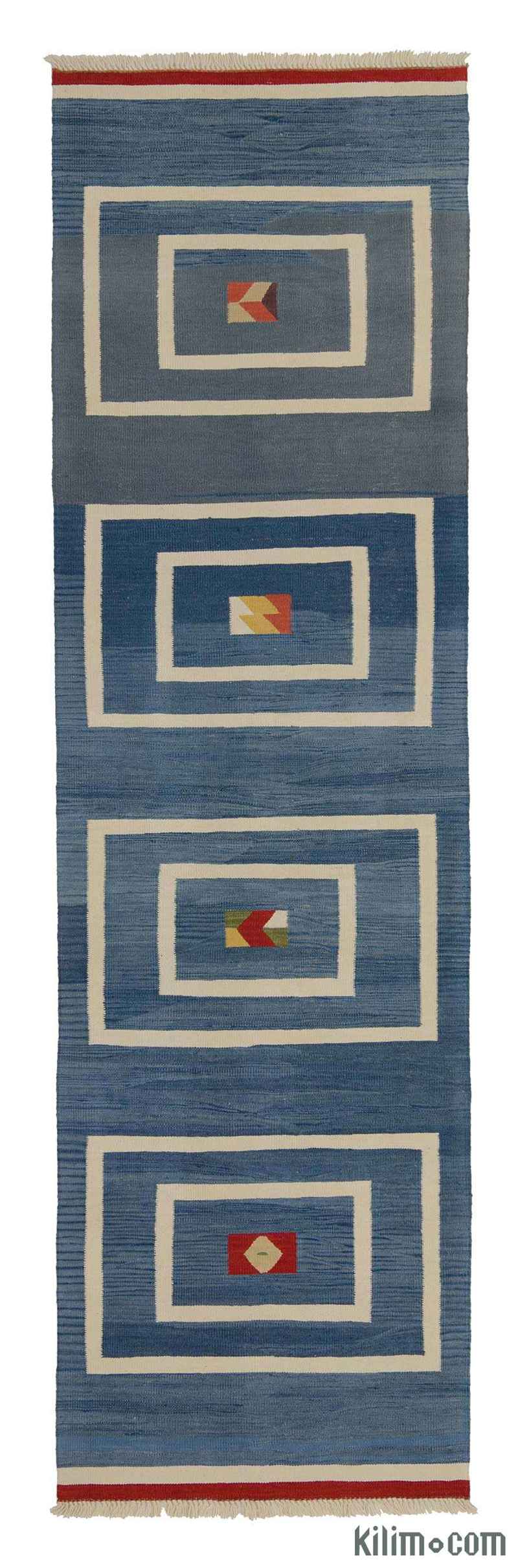 Açık Mavi Yeni Kök Boya Kilim Yolluk - K0006431