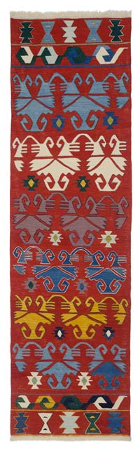Red New Turkish Kilim Runner - 3'  x 10' 3" (36" x 123")