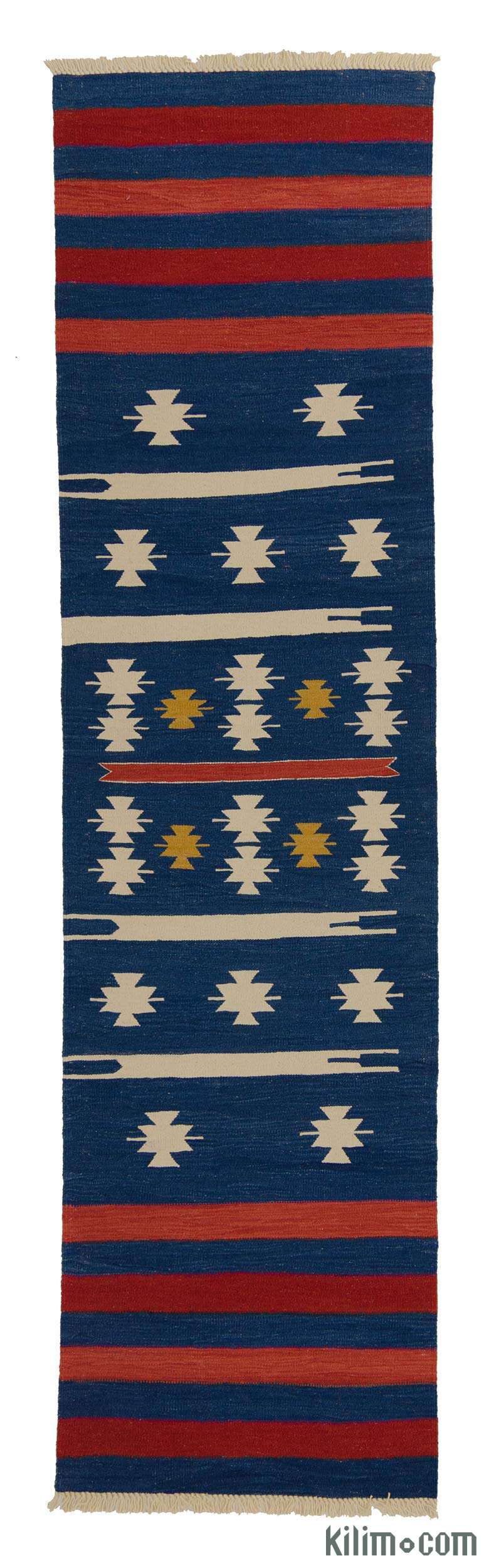 Lacivert, Açık Mavi Yeni Kök Boya Kilim Yolluk - K0006433