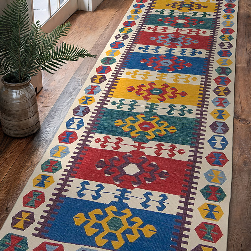 Multicolor New Turkish Kilim Runner - K0006435
