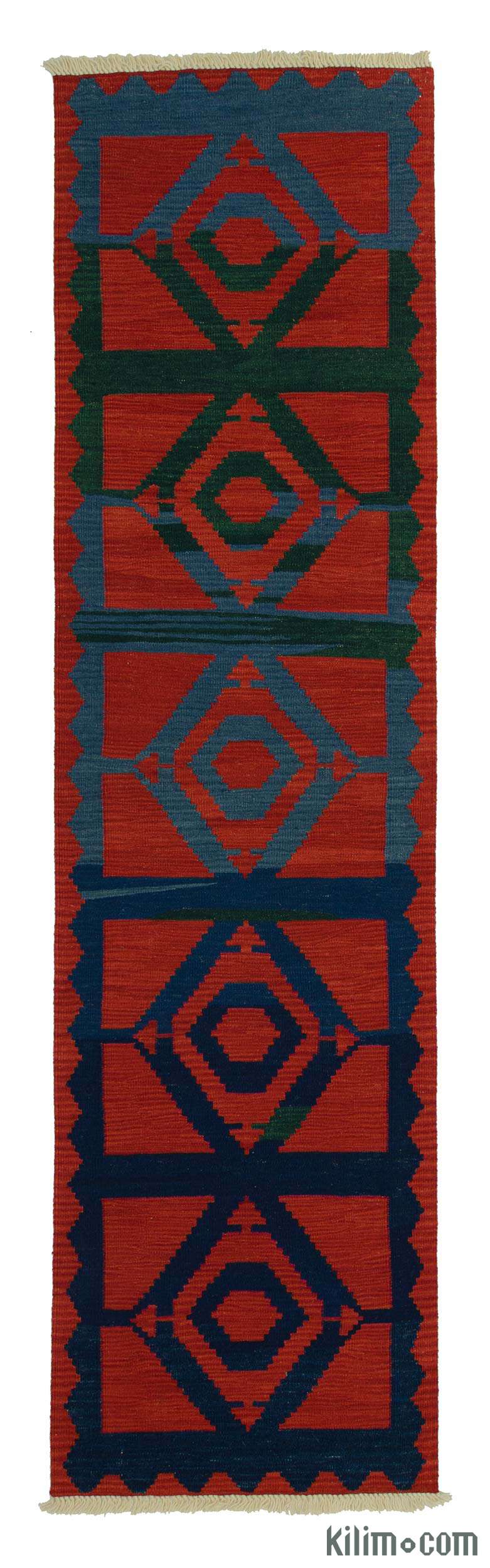 Rojo Nuevo Kilim Turco De Pasillo - K0006436
