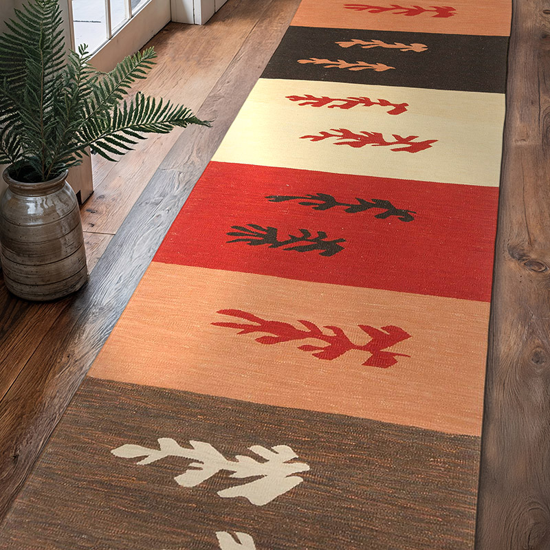 Multicolor New Turkish Kilim Runner - 2' 10" x 10' 8" (34" x 128") - K0006437