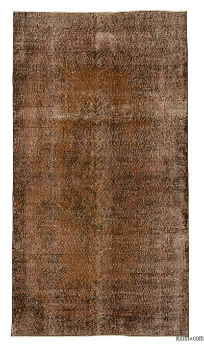 Kahverengi Vintage Boyalı Halı - 115 cm x 212 cm