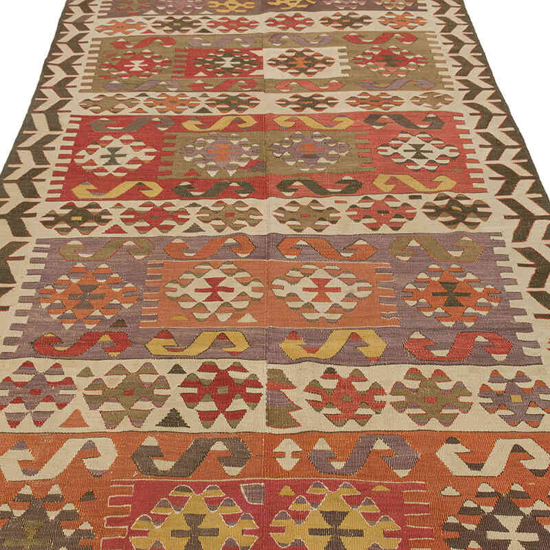 Multicolor Antique Aydin Kilim Rug - 4' 3" x 10' 2" (51 in. x 122 in.) - K0007929