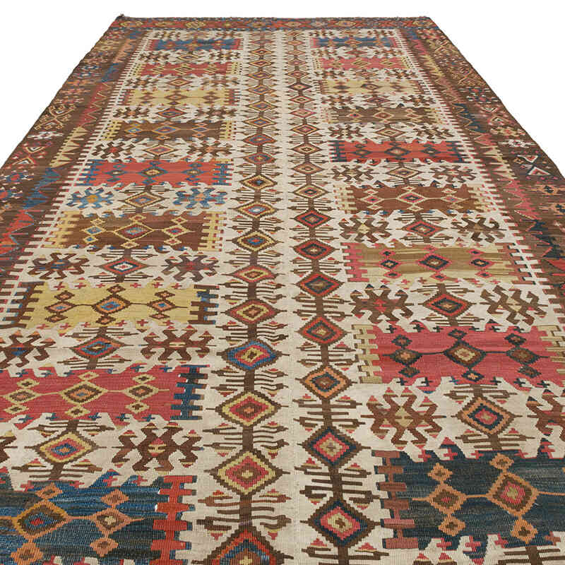 Multicolor Antique Hotamis Kilim Rug - 6' 2" x 13' 11" (74" x 167") - K0007937