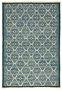 Blue New Handwoven Turkish Kilim Rug - 6' 8" x 9' 7" (80" x 115")