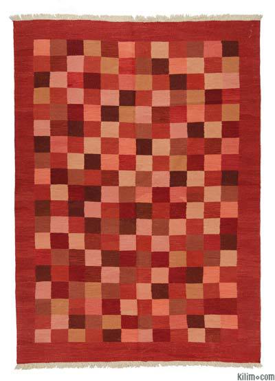 Red, Pink New Handwoven Turkish Kilim Rug - 6'  x 8' 3" (72 in. x 99 in.)