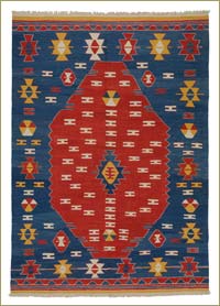 Blue, Red New Handwoven Turkish Kilim Rug