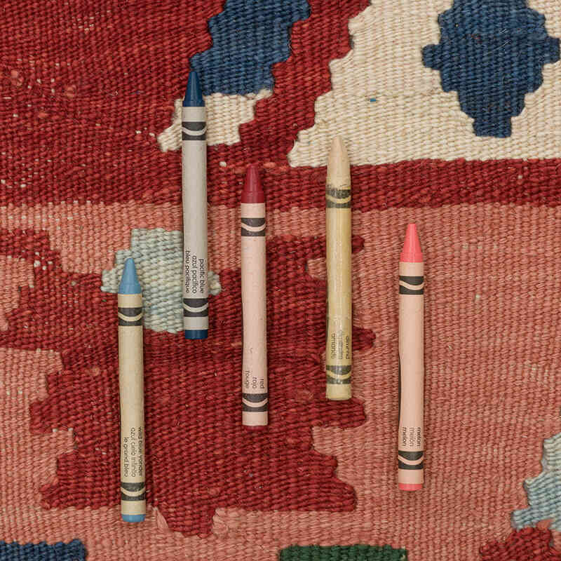 Kırmızı, Yeşil Yeni Kök Boya El Dokuma Kilim - 186 cm x 279 cm - K0007957